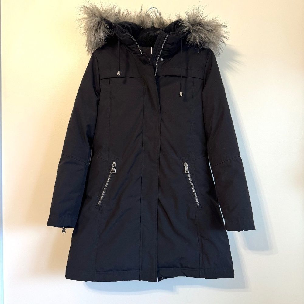 Vince Camuto Black Faux-Fur Lined Hooded Down Parka Coat | Size S